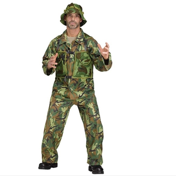 Mens Special Forces Costume Army Camo Uniform NWT